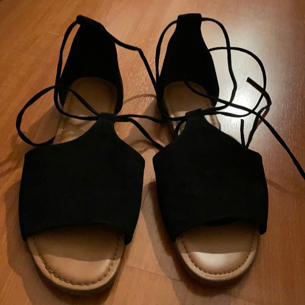 Black strap up sandals